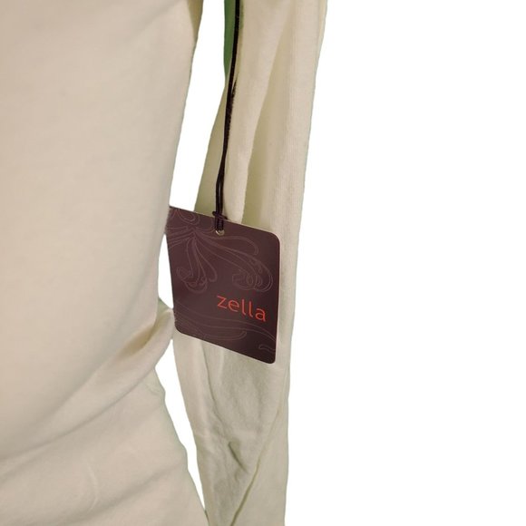 Zella Organic Cotton Long Sleeve Tee Top White Active Tunic Top Sz M NEW - Picture 2 of 5